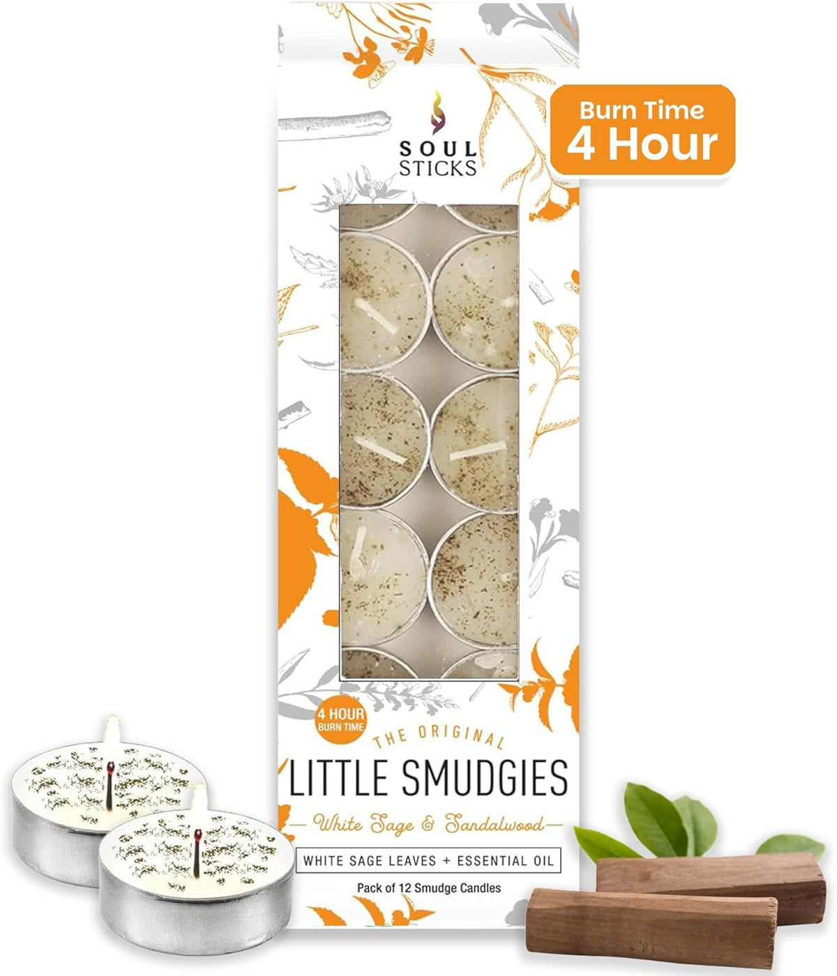 SOUL STICKS 12 Pack Little Smudgies Tealight Candles Smudge Candle for Cleansing House, Meditation