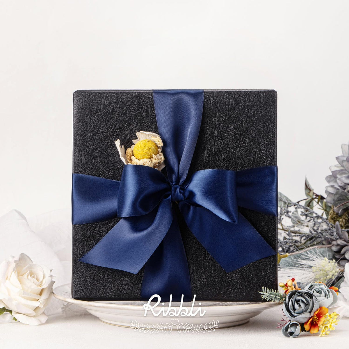 Ribbli Navy Double Faced Satin Ribbon, 2” x Continuous 10 Yards,Use for Bows Bouquet,Gift