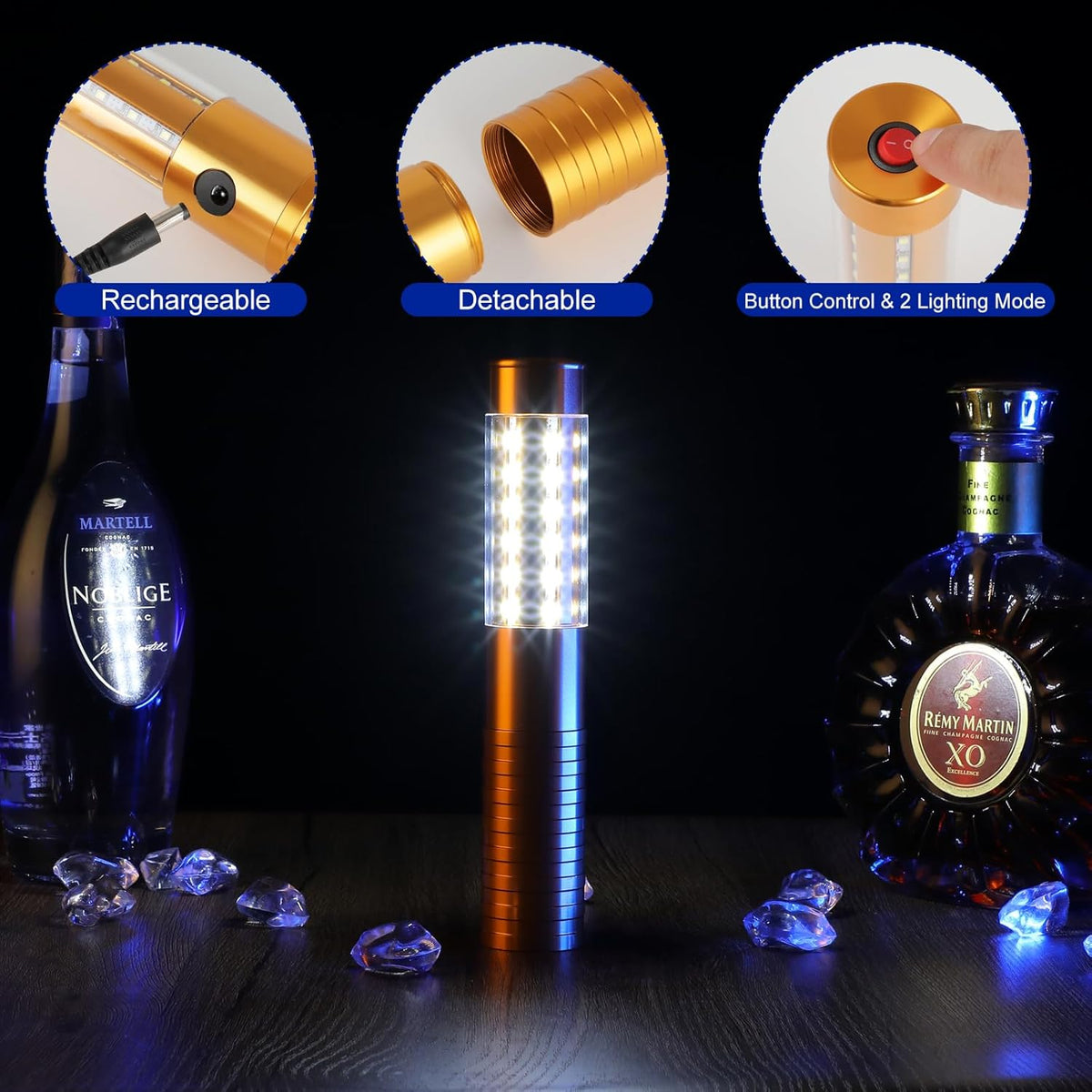 WILON Bottle Service Lights Rechargeable Bottle Service Sparklers Reusable Handheld Girl Lights LED