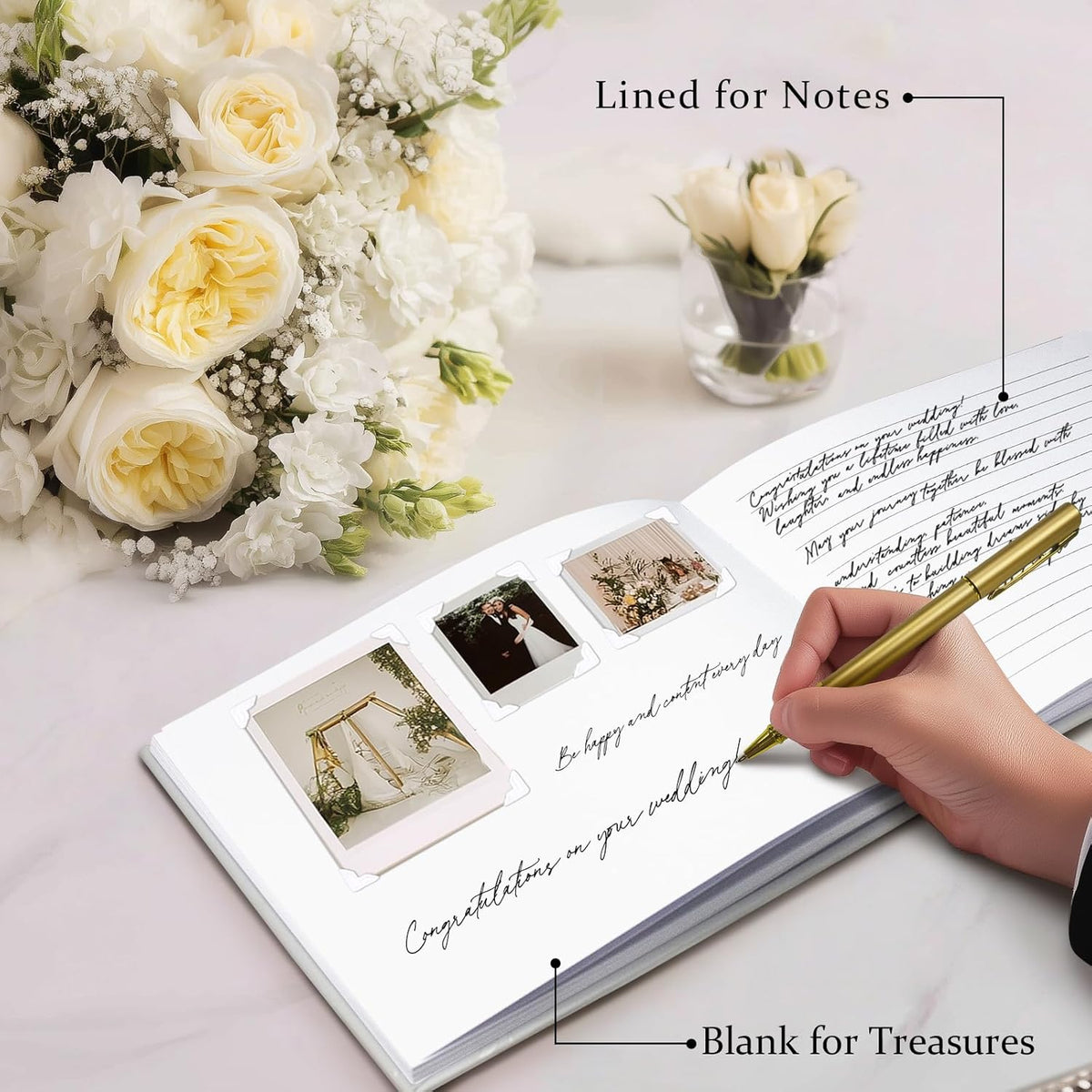 FREXISYN Wedding Butterfly Guest Book 9x7'' - Personalized Photo Guestbook with Pens for Reception