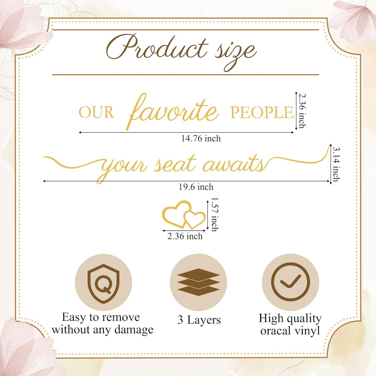 3 Pcs Wedding Seating Chart Decal Stickers DIY Our Favorite People Your Seat Awaits Vinyl Decal