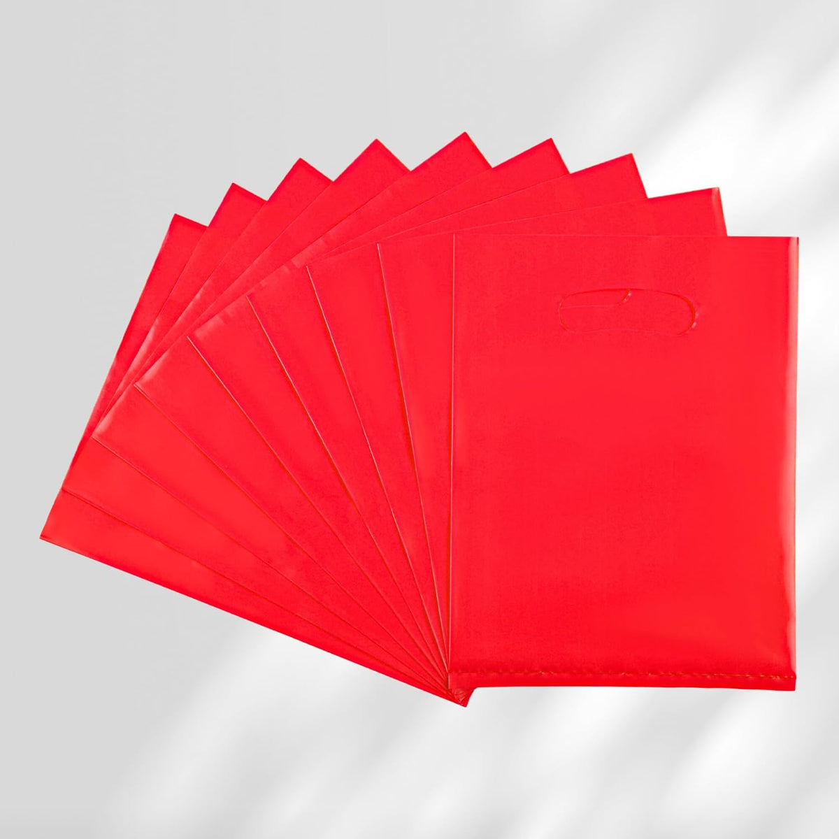 Red 100 PCS Small Gift Bags, 6"x8" Goodie Party Favor Bags with Handle, Treat Retail Pouches for