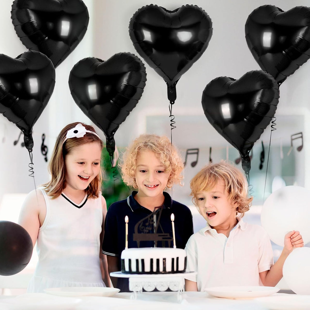 24 Pcs Black Heart Balloons,18 inch Heart Shape Foil Balloons Love Balloons Valentine Balloons for
