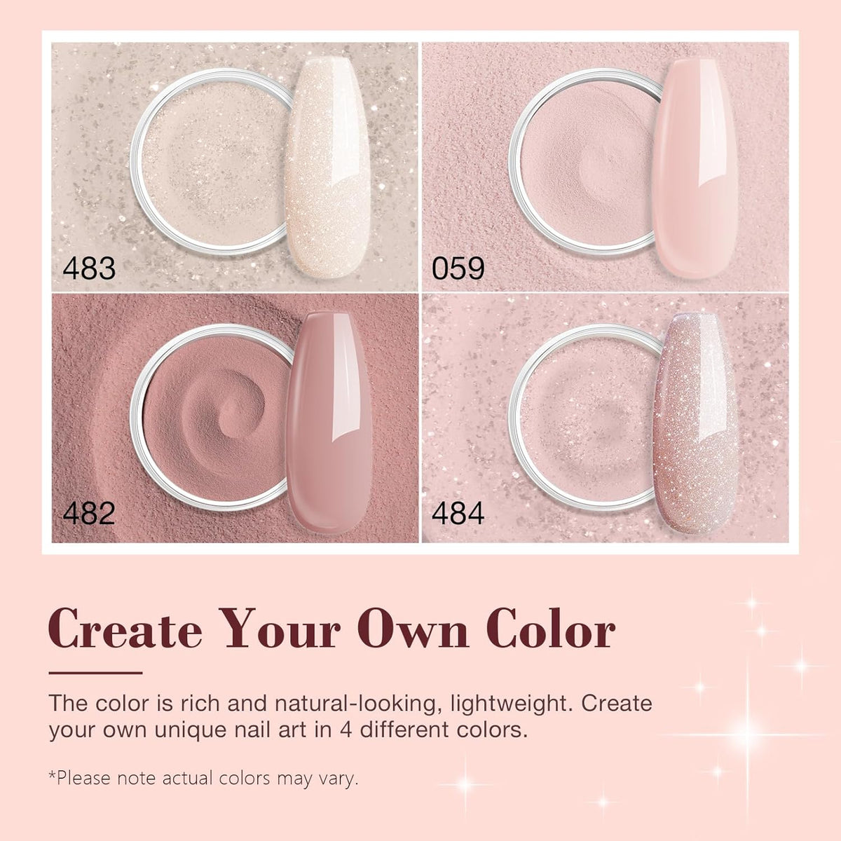 AZUREBEAUTY Dip Powder Nail Kit Starter, All Season Nude Skin Glitter 4 Colors Dipping Powder
