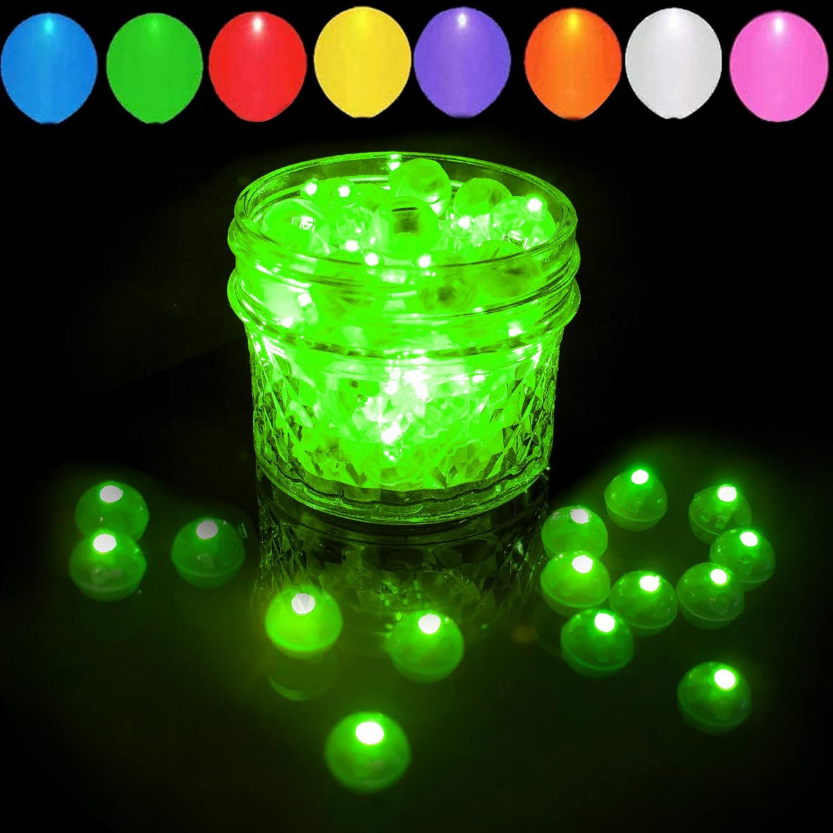 100psc LED Green Balloon Lights, Round LED Mini Lights for Paper Lantern Balloon Birthday Party