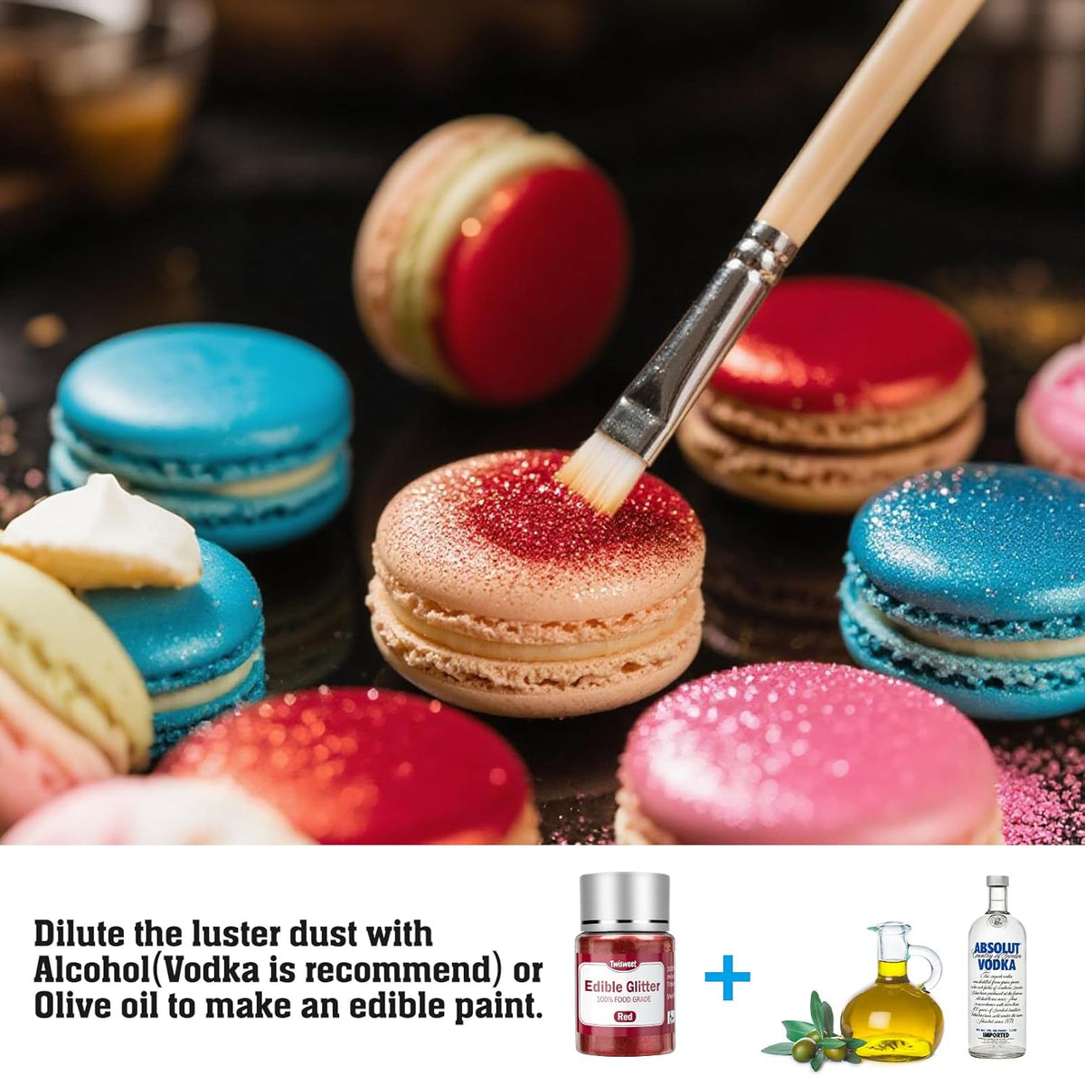 Twisweet Red Edible Glitter for Drinks, Food Grade 10g Sparkling Sprinkles Cake Decorating