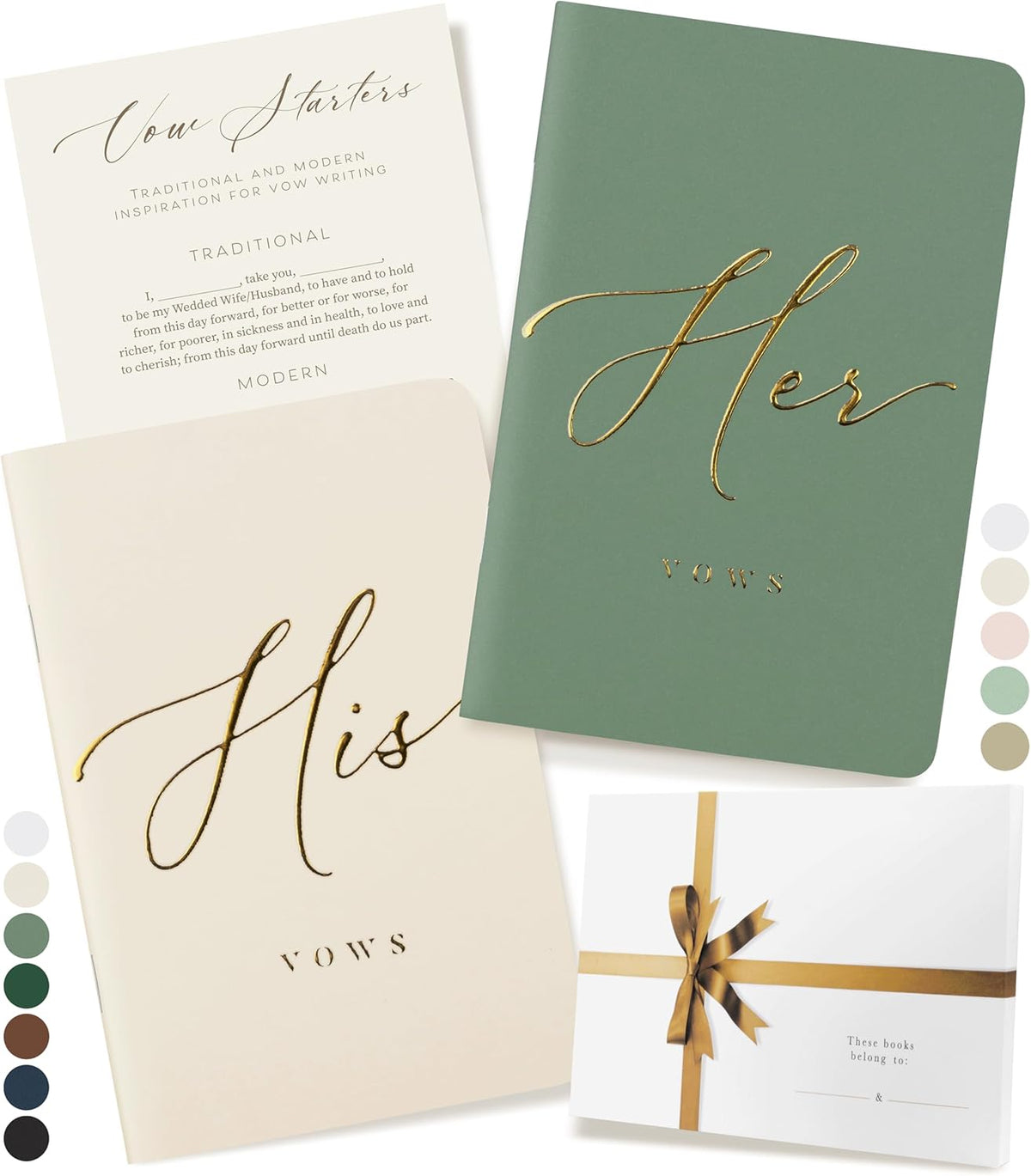 ARTESORI Wedding Vow Book for Her & Him, Soft Touch, Gold Engraving, 28 Lined Pages, Wedding Vow