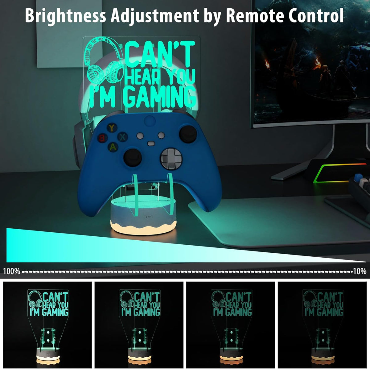 Light Up Headset and Controller Stand, 16 Colors 3D LED Lights Gamepad Headphone Holder with Remote