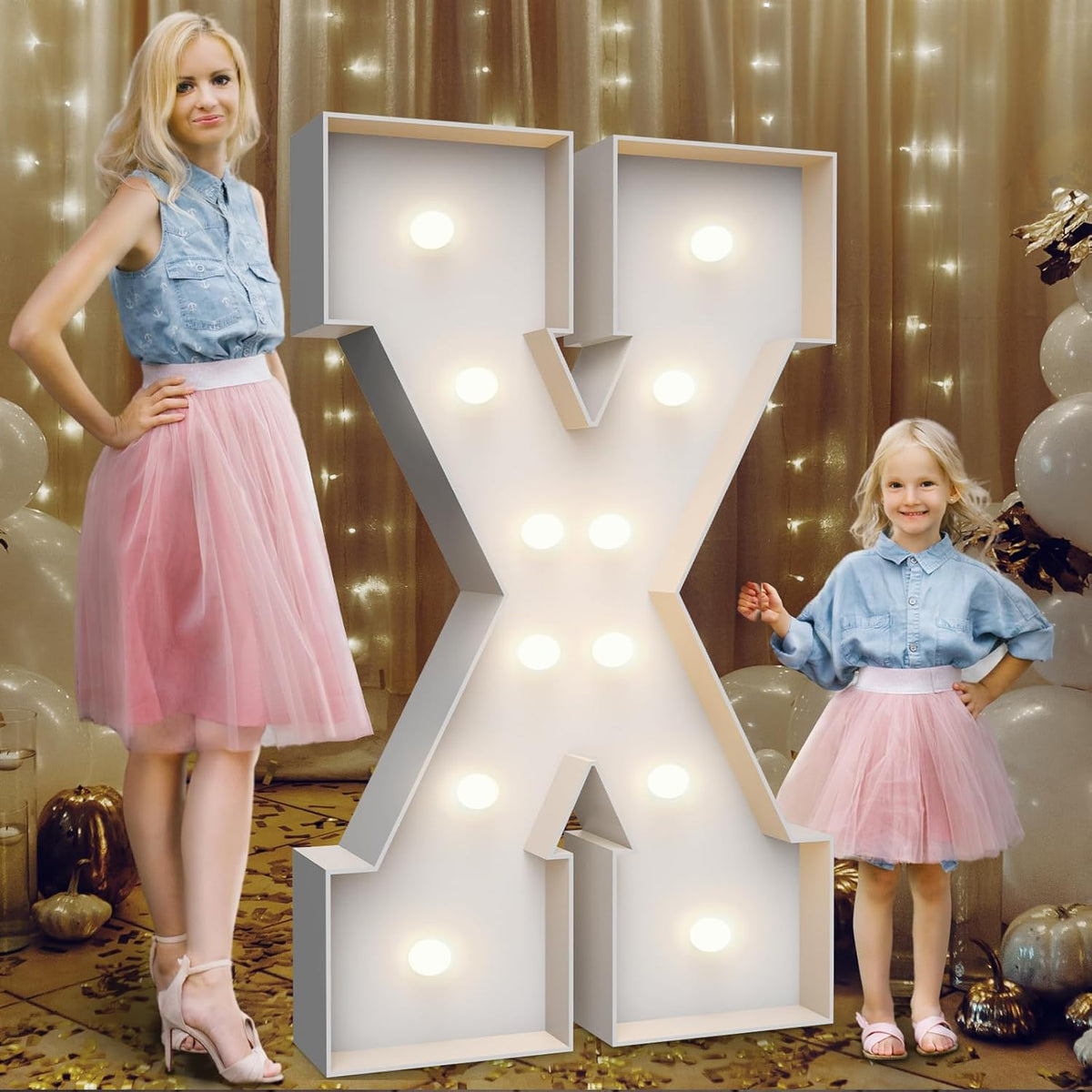 4FT Marquee Light Up Letters X,Party Decoration Large Marquee Light Up Letters with Weighted Water