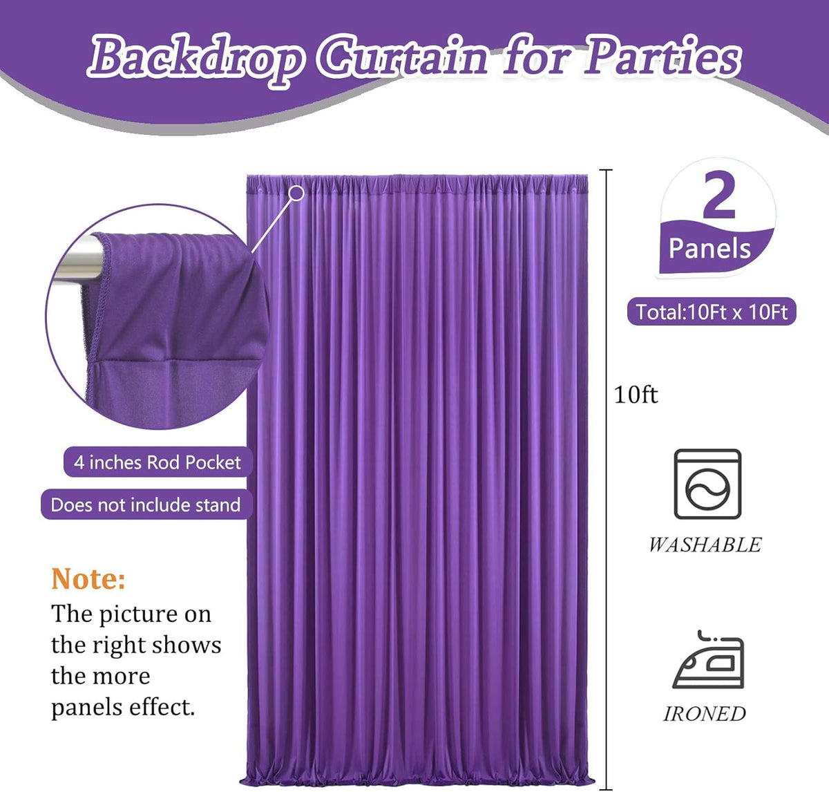 10 x 10 Feet Purple Backdrop Curtain for Partie, Background Curtains for Photoshoot, Birthday