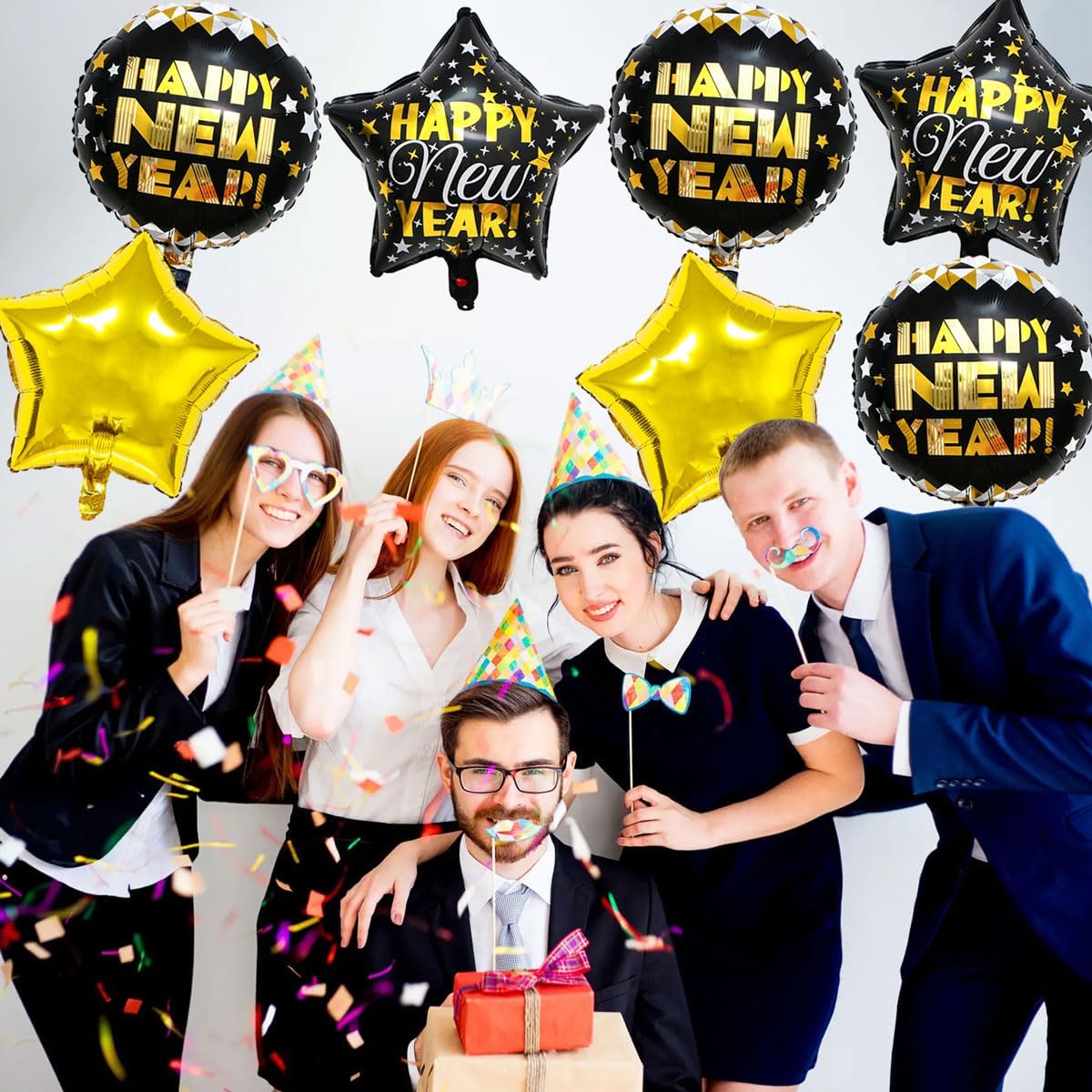 Happy New Years Balloons Set, Large Happy New Year Foil Balloons, New Year Decorations 2025, New