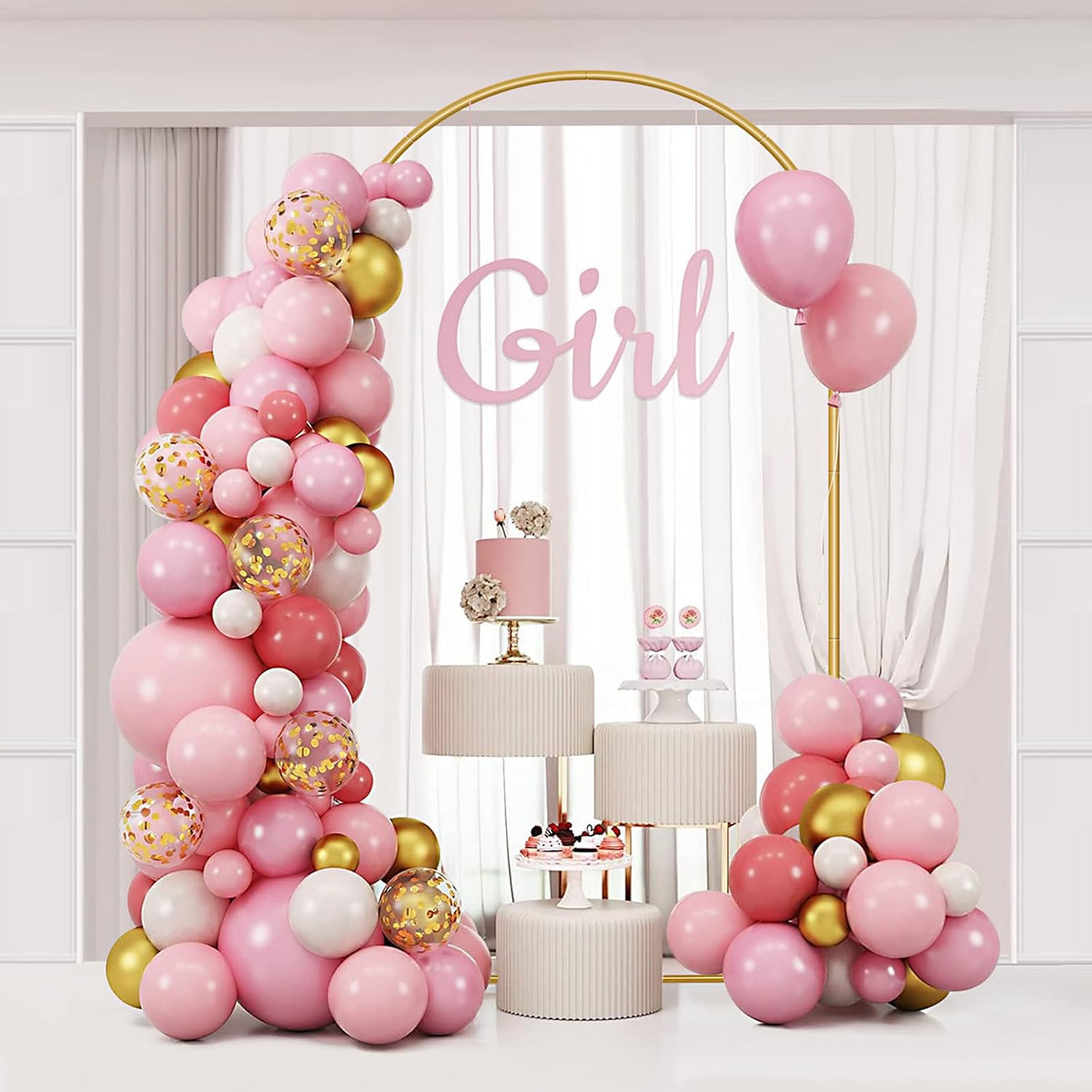 Metal Arch Backdrop Stand 7.2FT Gold Wedding Balloon Arched Backdrop Stand Square Arch Frame for