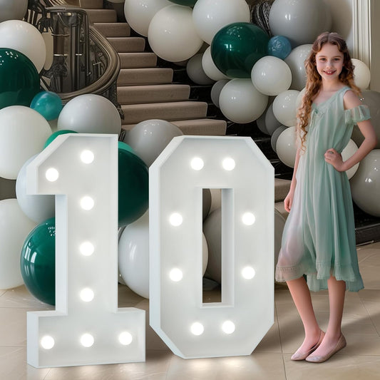 Marquee Numbers 3 Feet Tall Big Light Up Numbers 10th Happy Birthday Decorations Girl Boy White