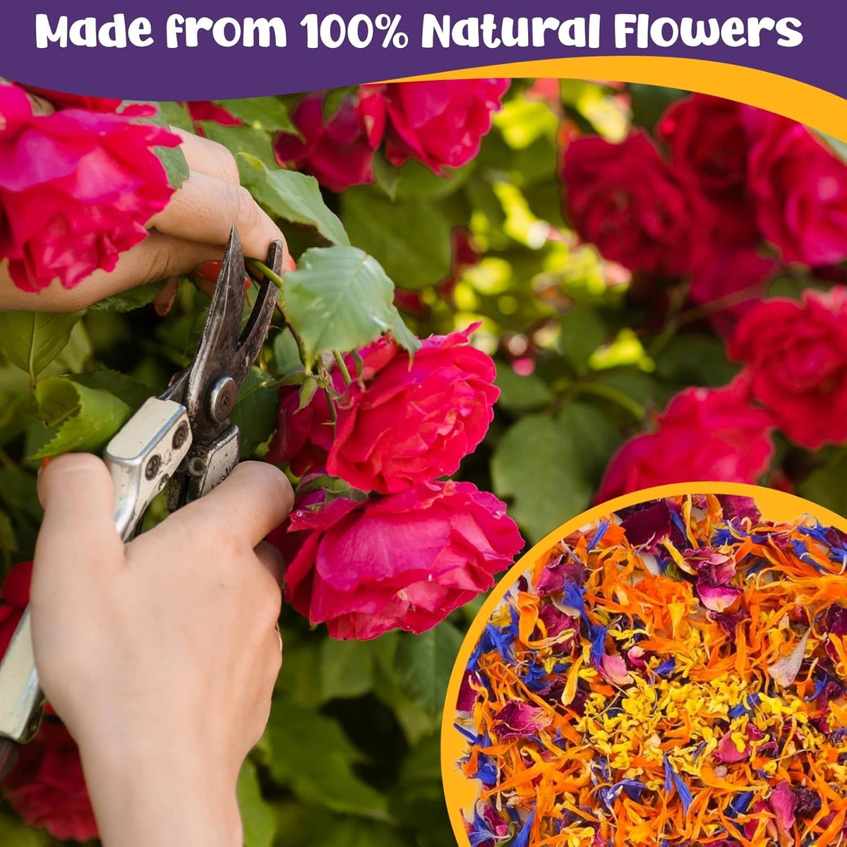 4 Kinds Natural Dried Edilble Flowers Petal Blend (3.5 Ounce), Edible Flowers for Cocktail, Cake