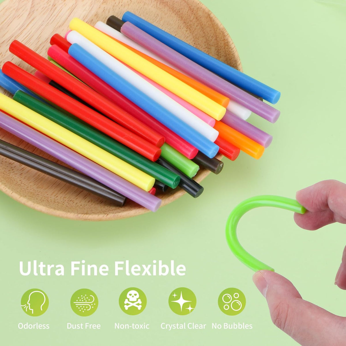 MATUFF Colored Hot Glue Sticks Mini 0.27" x 4" Most Popular 12 Colors EVA Hot Melt Adhesive Mini