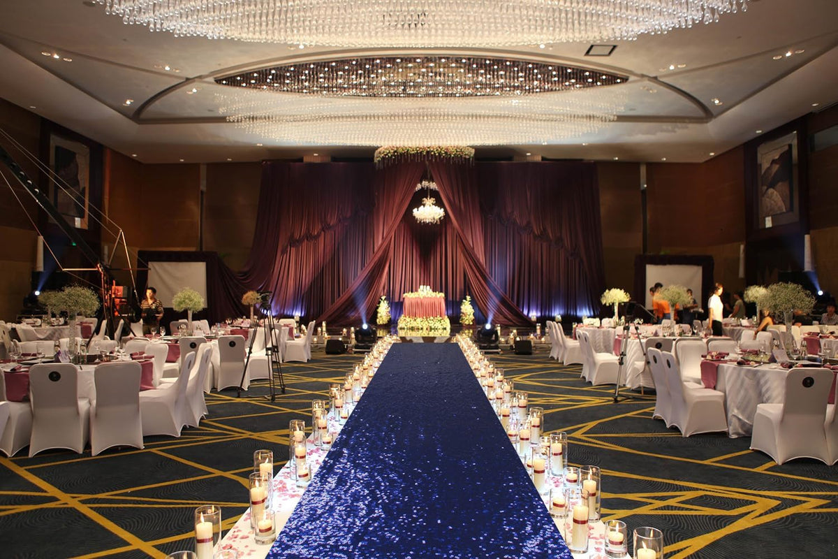 ShinyBeauty Sequin Aisle Runners 2Ft x 15Ft Navy Carpet Runner for Party Glitter Runner for Wedding