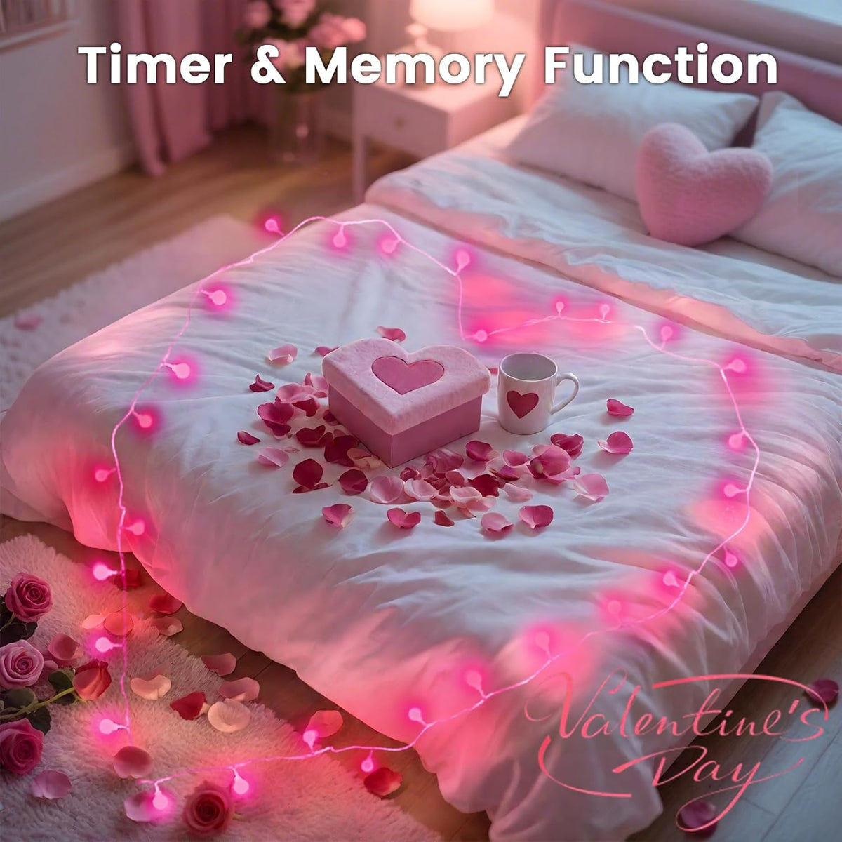 100LED Pink String Lights Outdoor Indoor for bedroom, 43FT Connectable Globe String Lights with