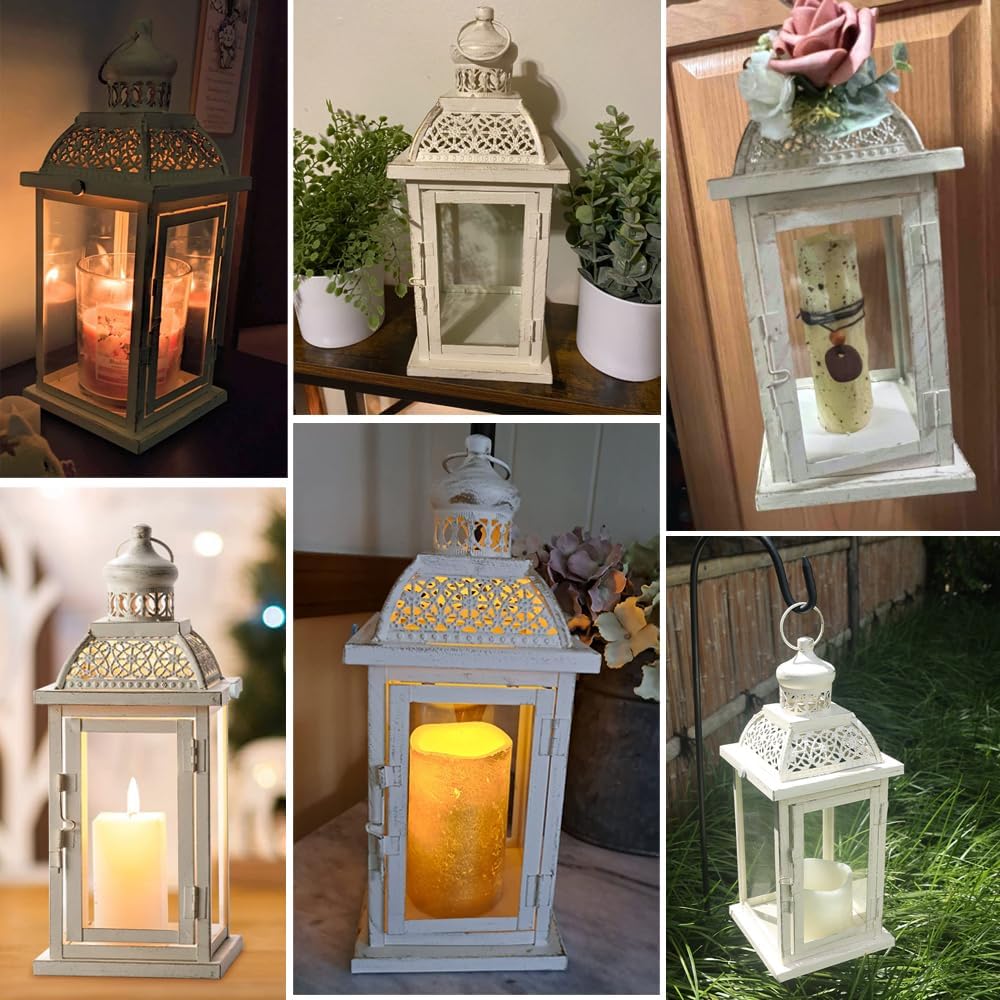 NEEDOMO 14.4" Lanterns Decorations Indoor, Hanging Candle Lantern Outdoor, Vintage Large Lantern