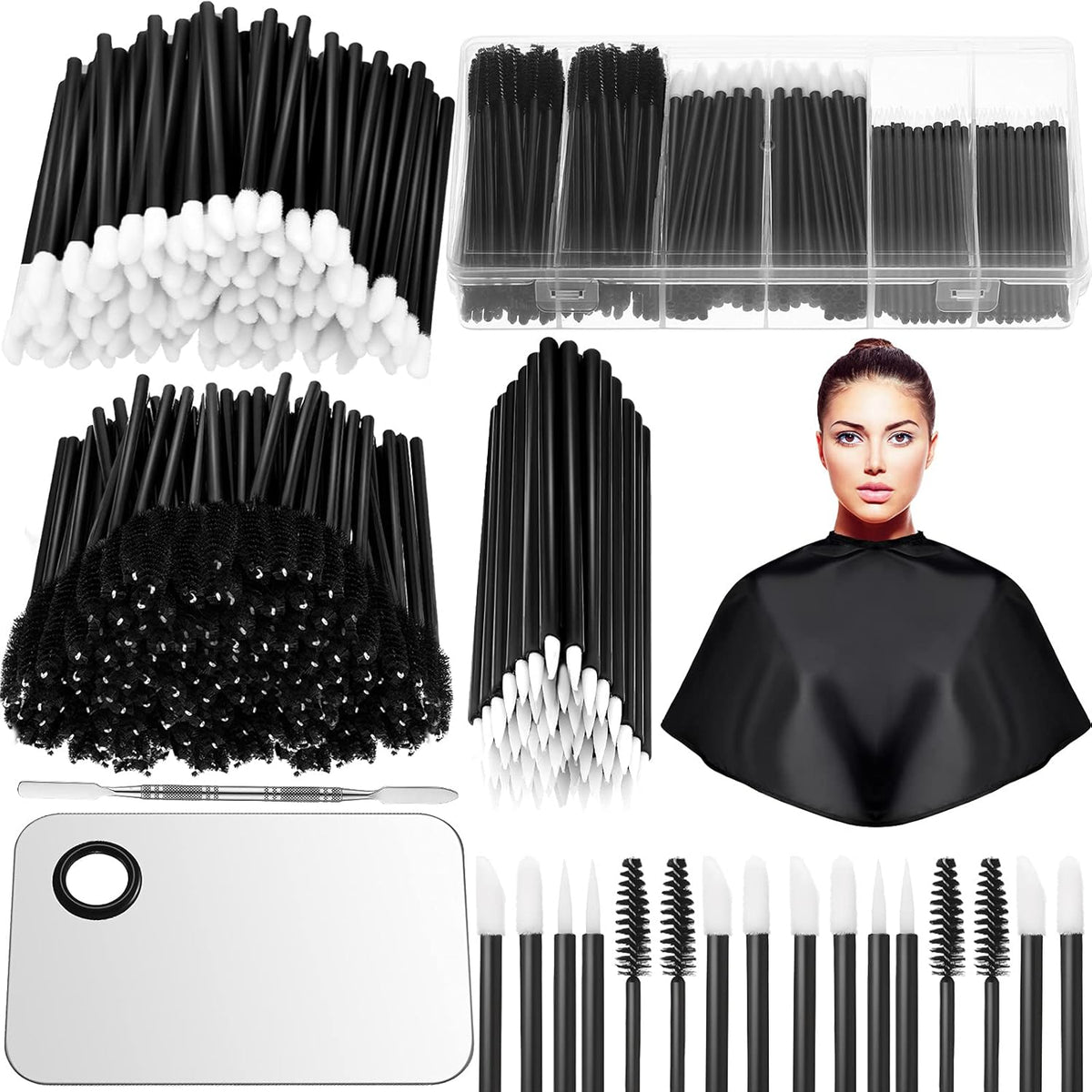 Maitys 260 Pieces Disposable Makeup Tools Kit, Eyeliner Brushes Mascara Wands Lipstick Applicators