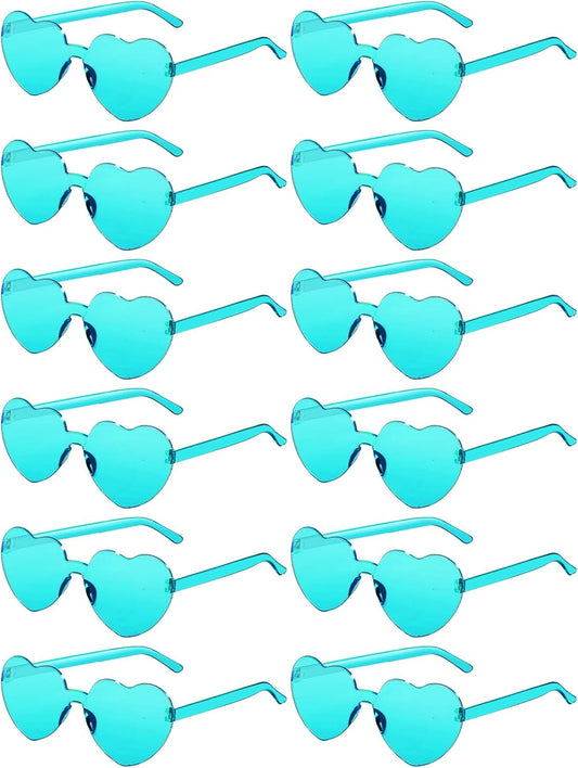 12 Pairs Heart Shaped Sunglasses for Women Colorful Glasses Fun Trendy Transparent Heart Sunglasses