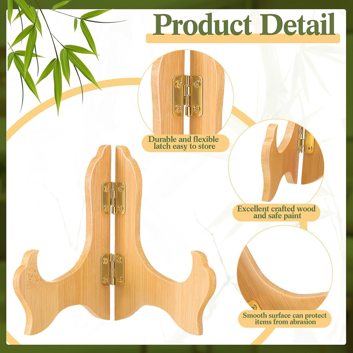 Tatuo 4 Packs Wooden Display Stand Decorative Plate Stands for Display Picture Frame Holder