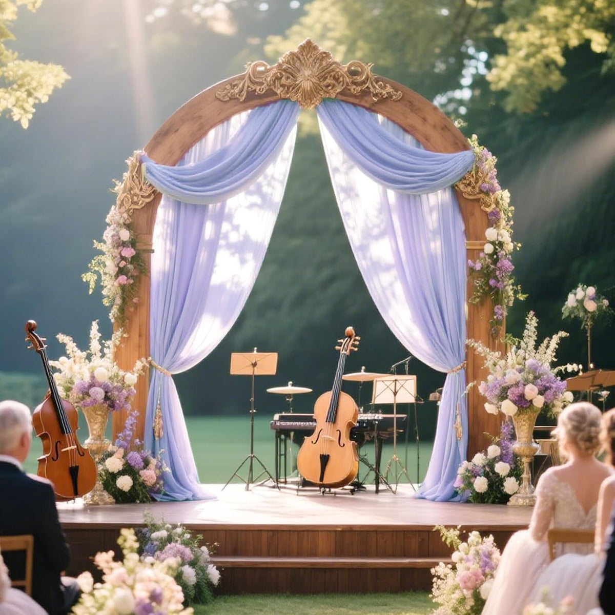VOK Lavender Wedding Arch Draping Fabric Chiffon Fabric, 29in x 18Ft Sheer Chiffon Outdoor Curtain