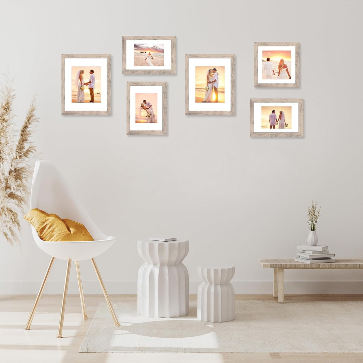 11x14 Picture Frame Set of 4 with Tempered Glass, Smoke Gray Frame Display 8x10 Pictures with Mat
