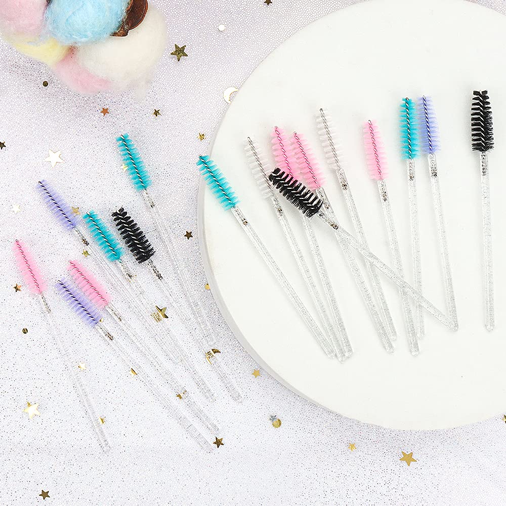 300PCS Disposable Mascara Wands Spoolie Brush Crystal Eyebrow Brushes Eyelash Extension Applicator