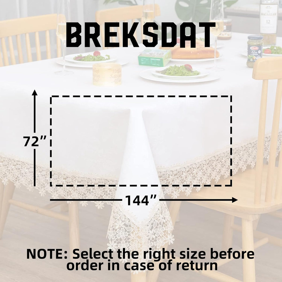 Beige lace Premium Rectangle Farmhouse Tablecloth Waterproof OilProof SpillProof AntiShrink Soft