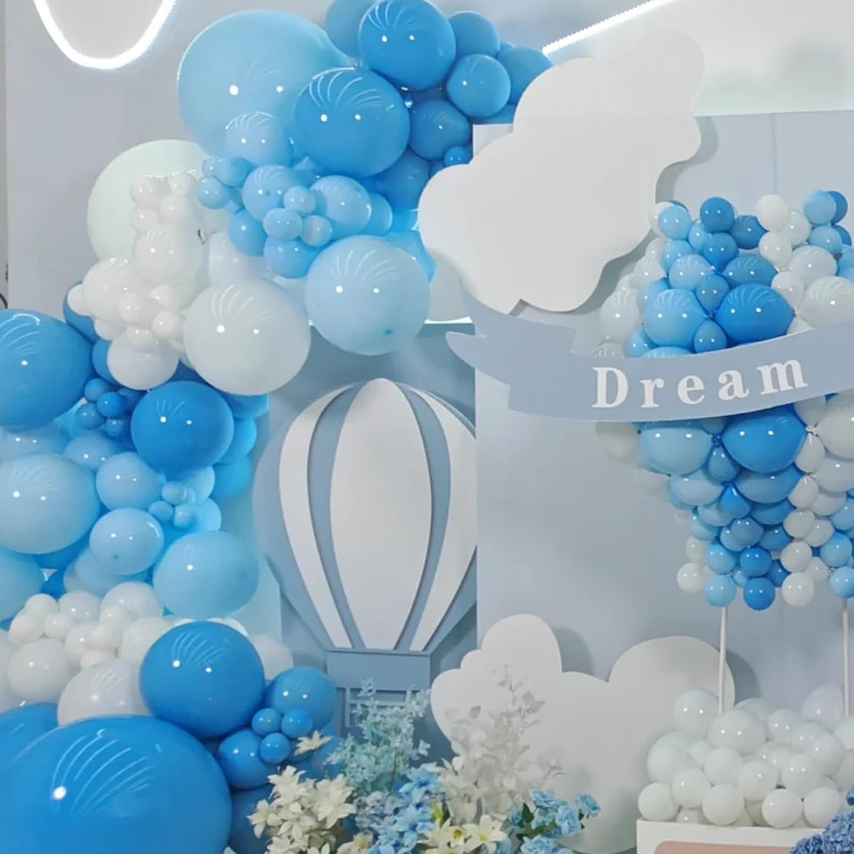 90pack Blue Balloons Different Size 18/12/10/5 Inch Pastel Green Balloon Garland Arch Kit for Baby