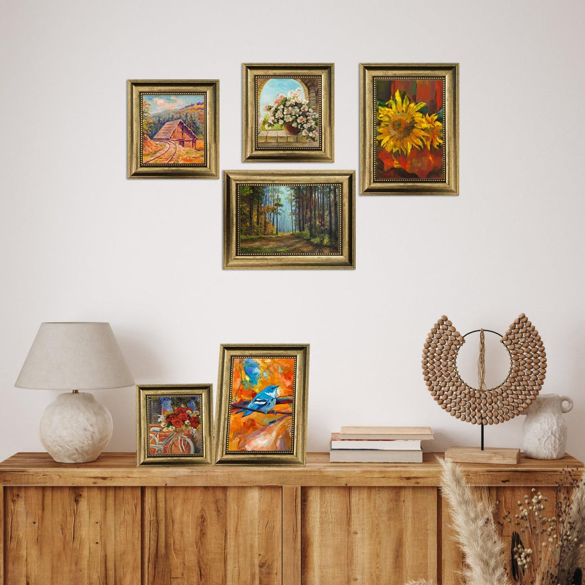 4x6 Picture Frames Set of 4- Rustic Retro Photo Frame with Real Glass Wall Mount and Tabletop