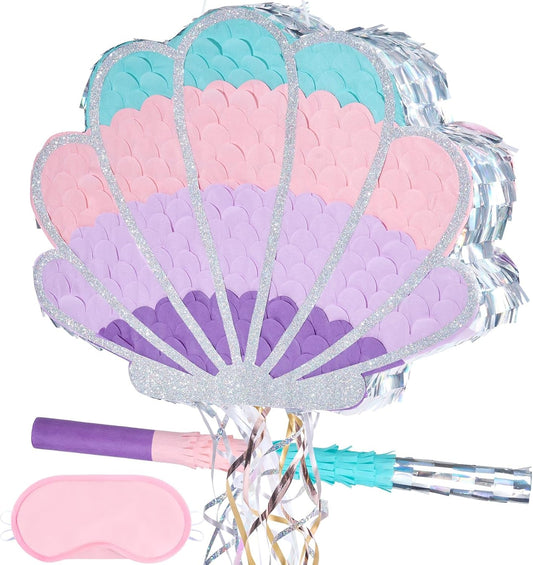 Wernnsai Mermaid Seashell Piñata - Pink Shellfish Pinatas for Kids Girls Birthday Mermaid Princess