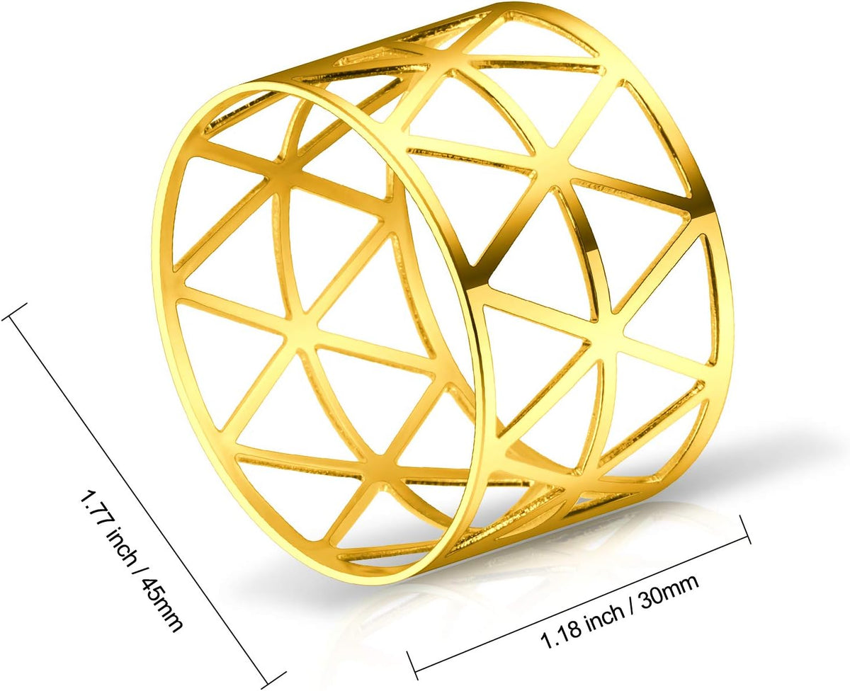 KPOSIYA Set of 20 Napkin Rings with Hollow Out Design Gold Napkin Ring Holder for Wedding Party