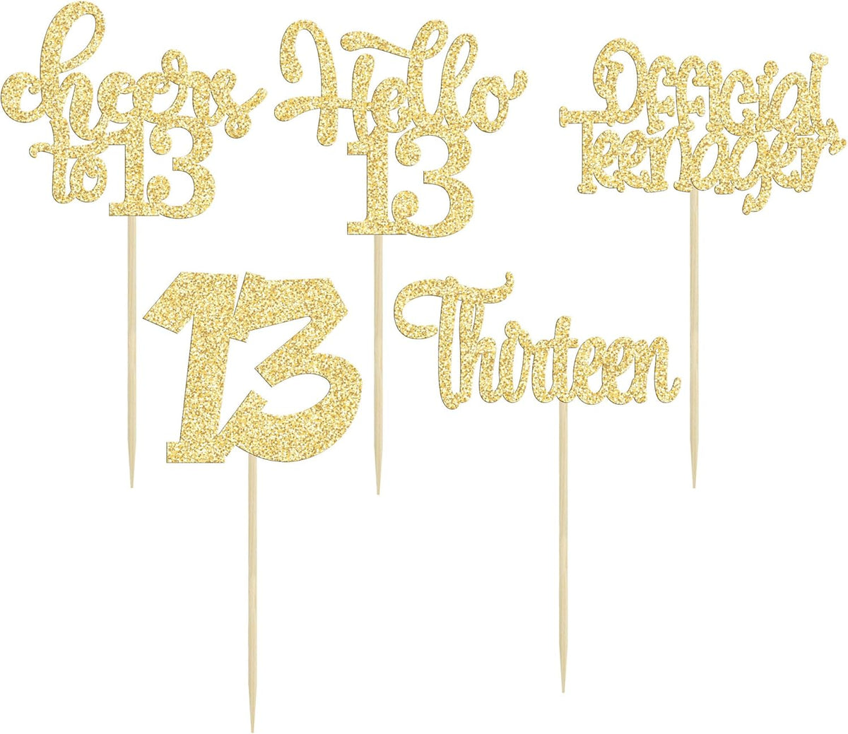 30Pcs 13th Birthday Cupcake Toppers Hello 13 Cupcake Picks Official Teenager Cheers to 13 Years Old