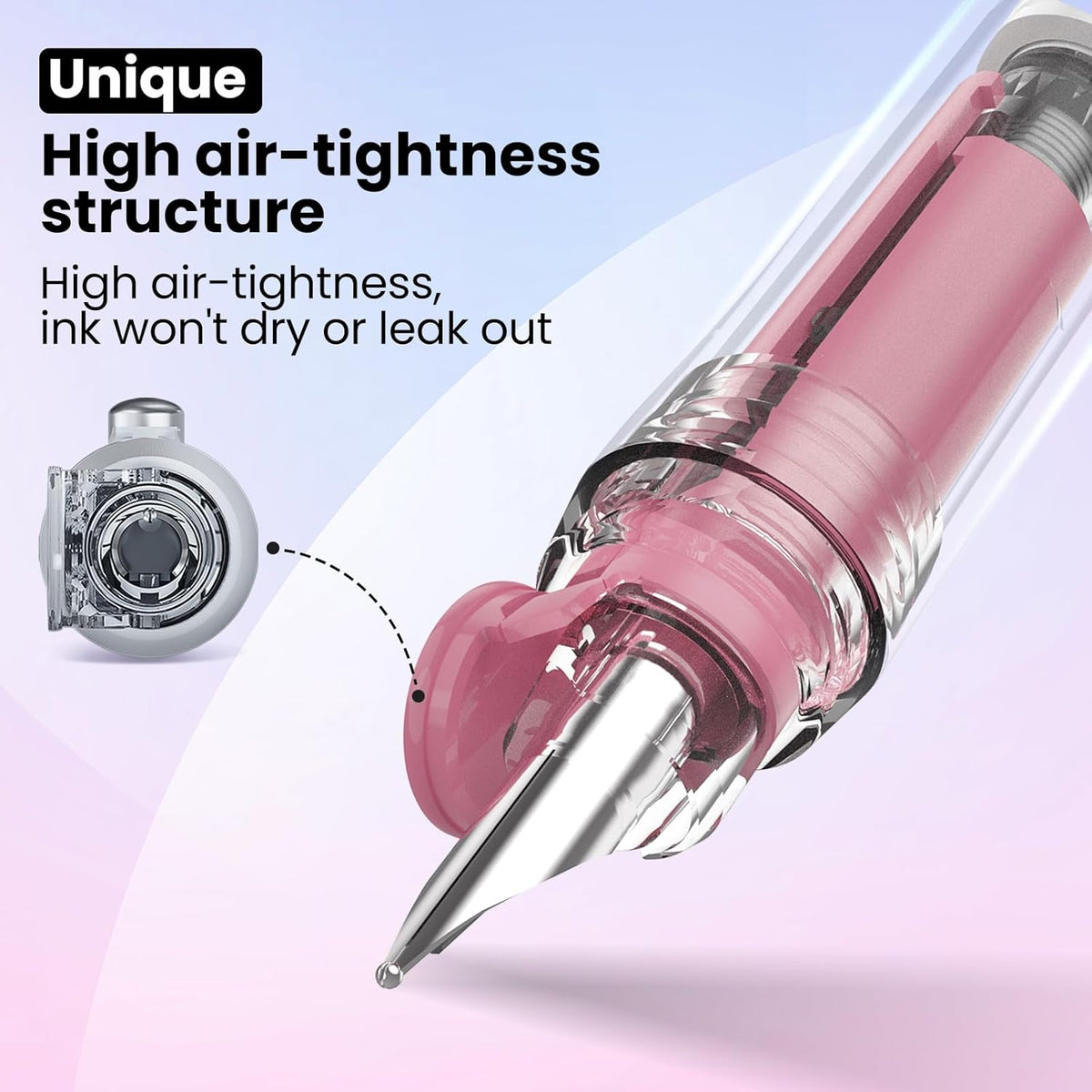 WRITECH Retractable Fountain Pen Set: Black Ink Fine Nib, 5 Refillable Ink Cartridges Included, No