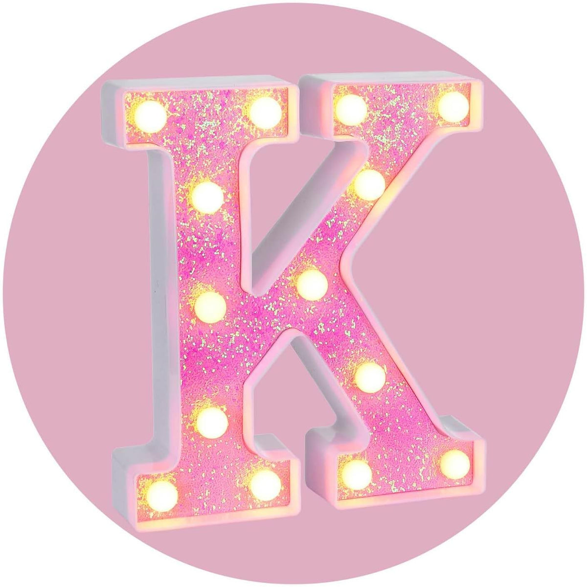 Foaky Pink Light up Letters，Pink Party Decorations,Girls Room Decor,Glitter Light Up