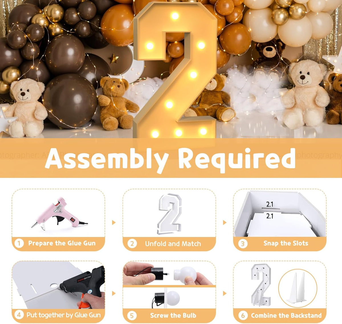 imprsv 3FT Marquee Numbers, Light Up Numbers for 2nd 25th Birthday Decorations Anniversary Party