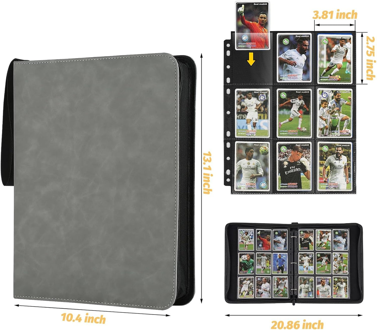 Trading Card Binder, Premium 9 Pocket Card Binder, 720 Double Sided Pocket PU Collection Binder
