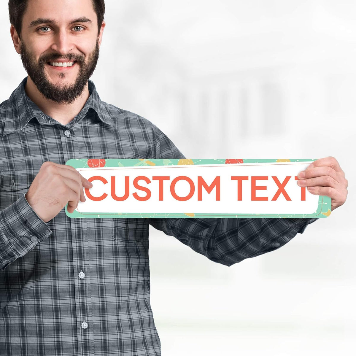Custom Sign, Custom Street Sign, 11 Font Colors, 13 Font Styles, 4 Hole Options, 22 Sizes, 4x18