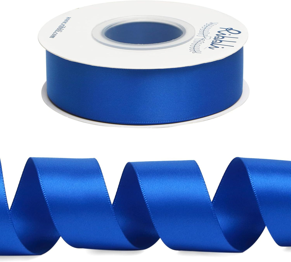 Ribbli Royal Blue Double Faced Satin Ribbon,1” x Continuous 25 Yards,Use for Bows Bouquet,Gift