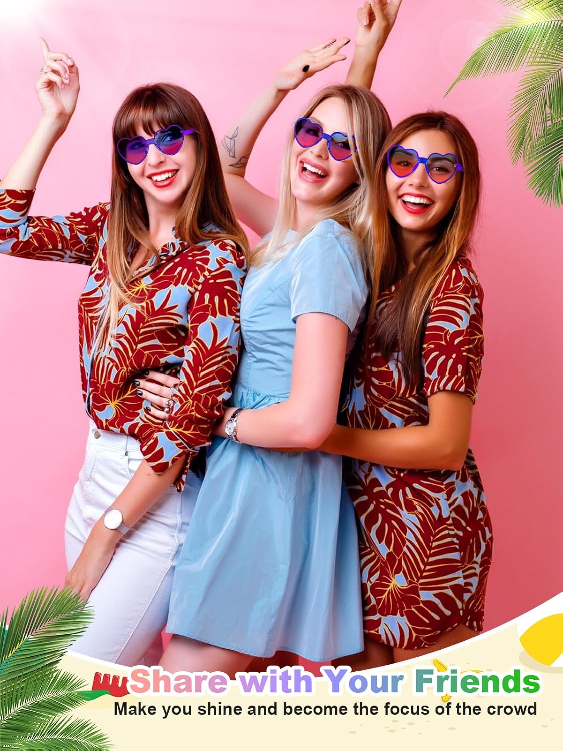 12 Pairs Heart Shaped Sunglasses for Women Colorful Glasses Fun Trendy Transparent Heart Sunglasses