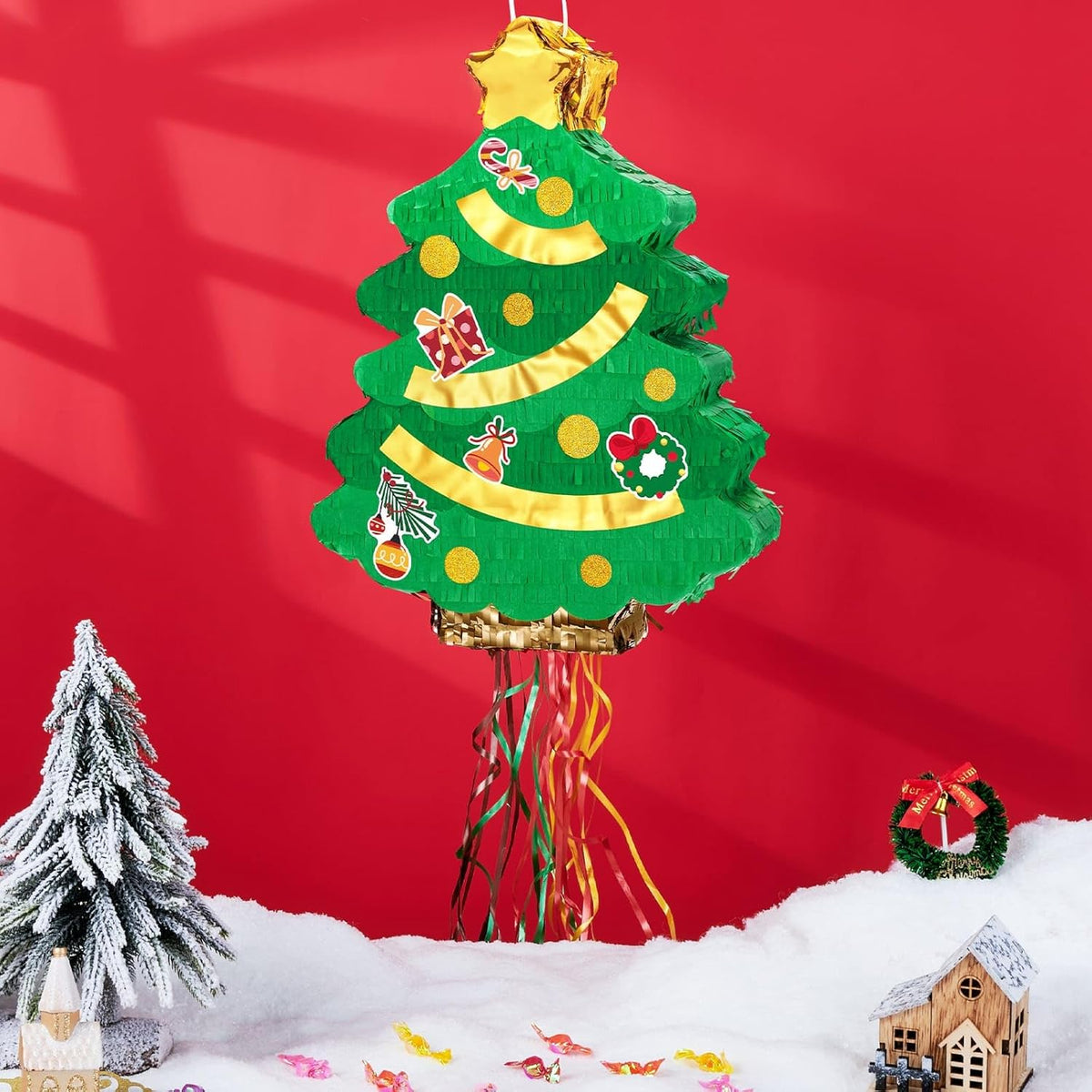 WERNNSAI Christmas Tree Pinata - Christmas Decorations XmasTree Party Game for Kids Festival Party