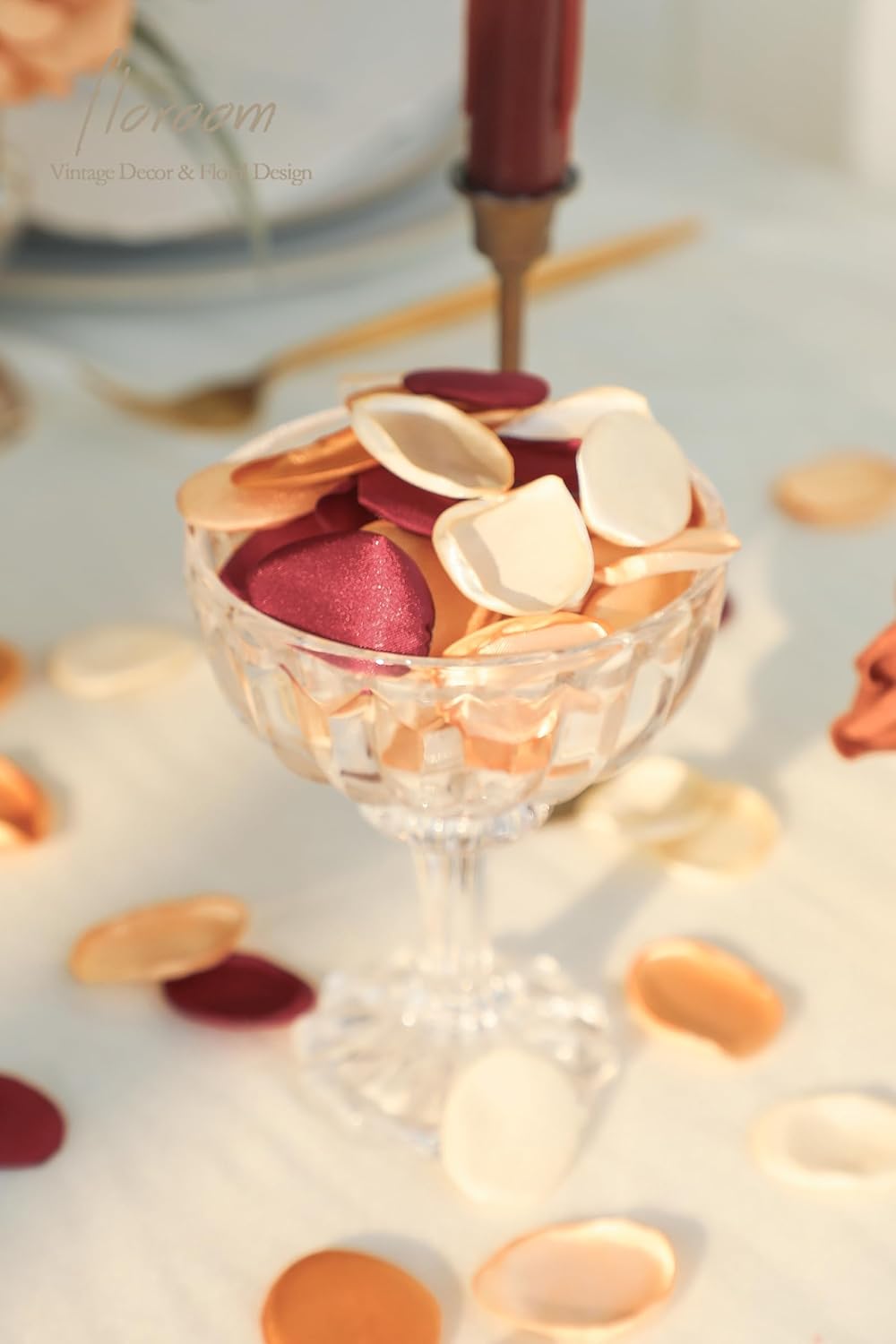 Floroom 300pcs Rose Petals Chic Terracotta Faux Silk Flower Petals Burnt Orange for Wedding Flower