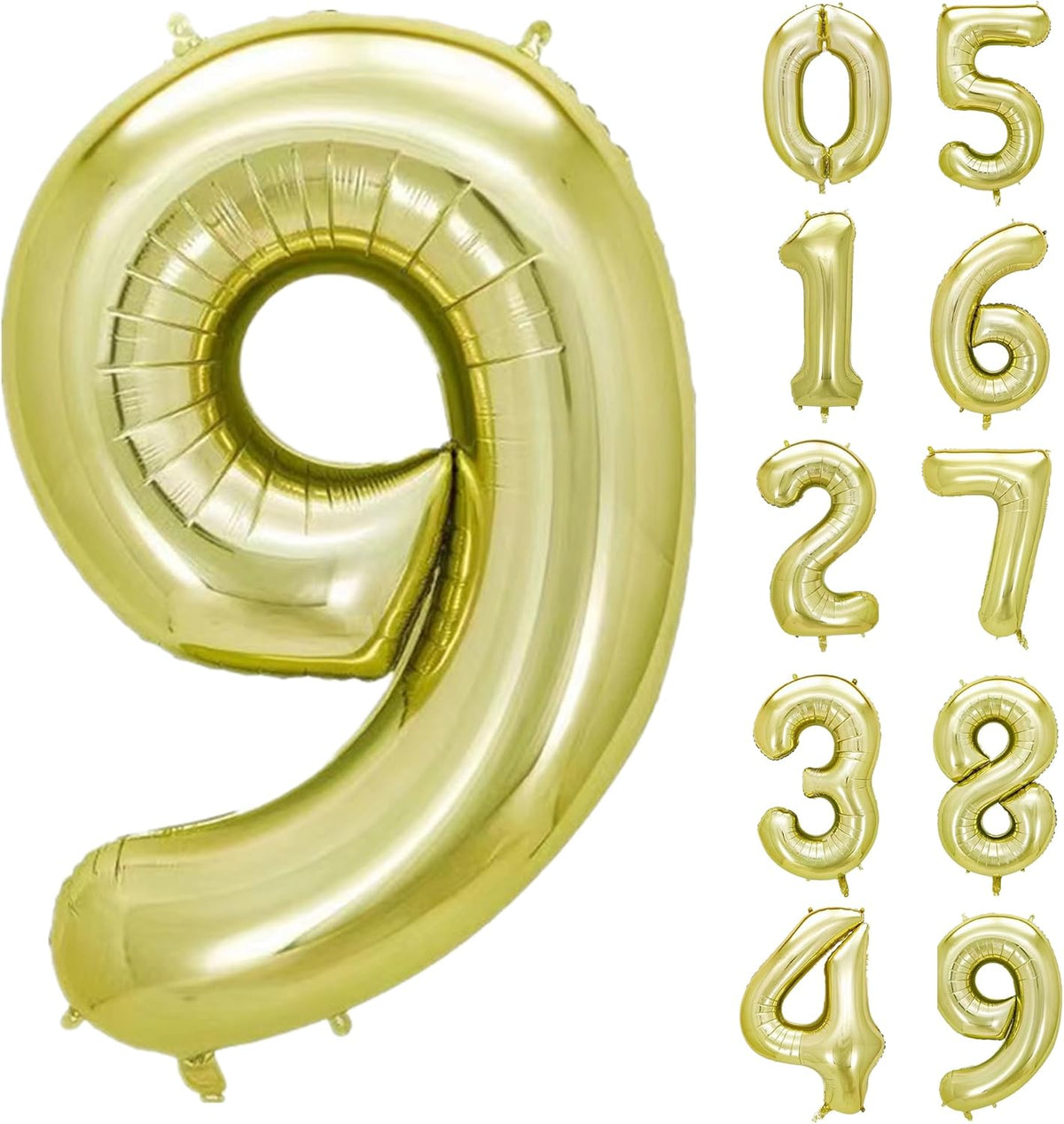 40 Inch Numbers 9 Light Gold Large Balloon Digital 9 for Birthday Party, 0-9 Birthday Party