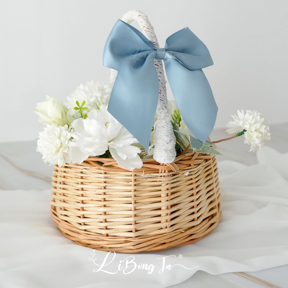 5'' Dusty Blue Bow Party Decorations Satin Bows, Twist Tie Bows for Treat Bags, Cake Pops, Pre-tied