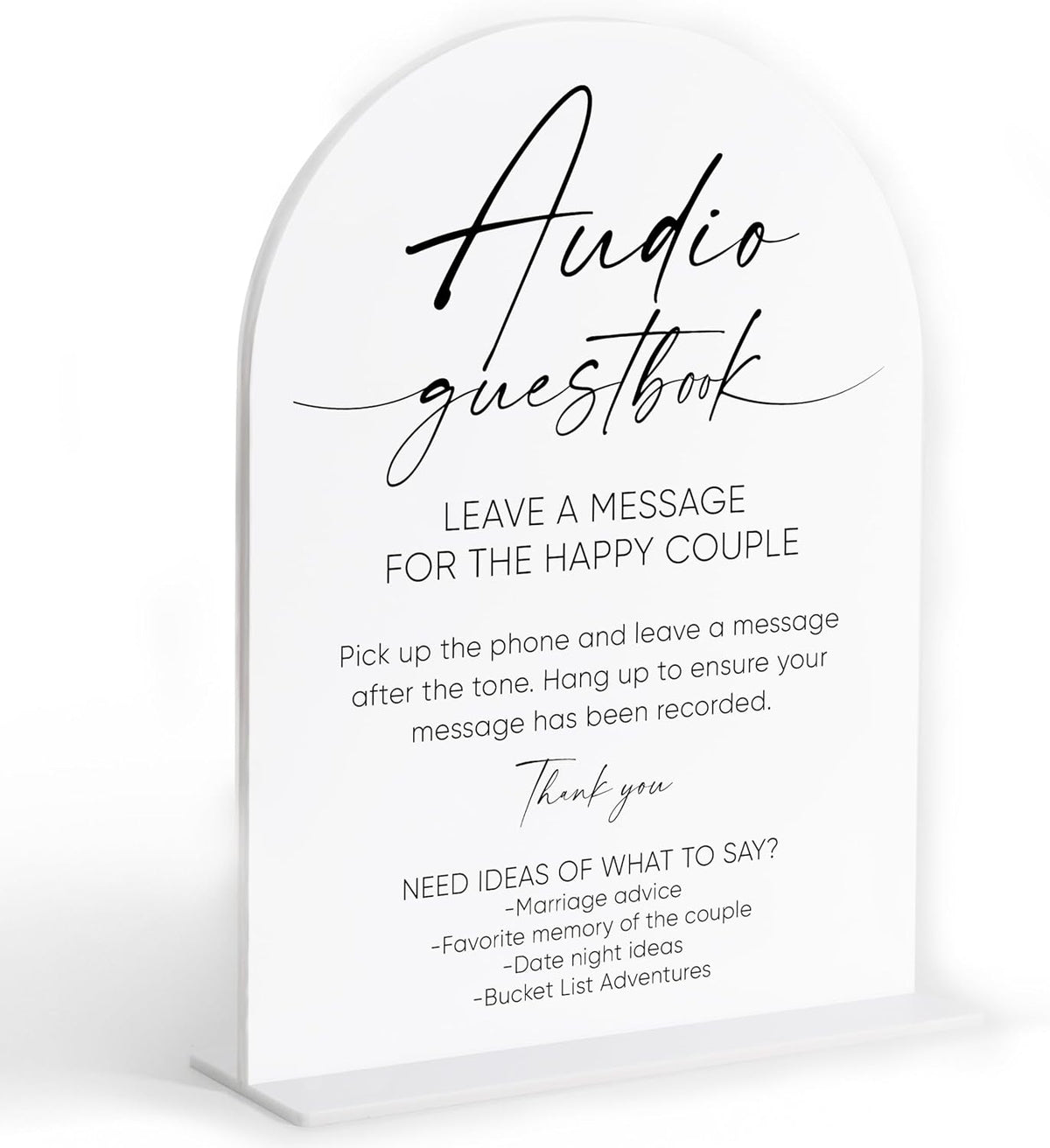 Audio Guest Book Sign, White Arch Acrylic Wedding Sign, Audio Guest Book Wedding Phone, Bridal