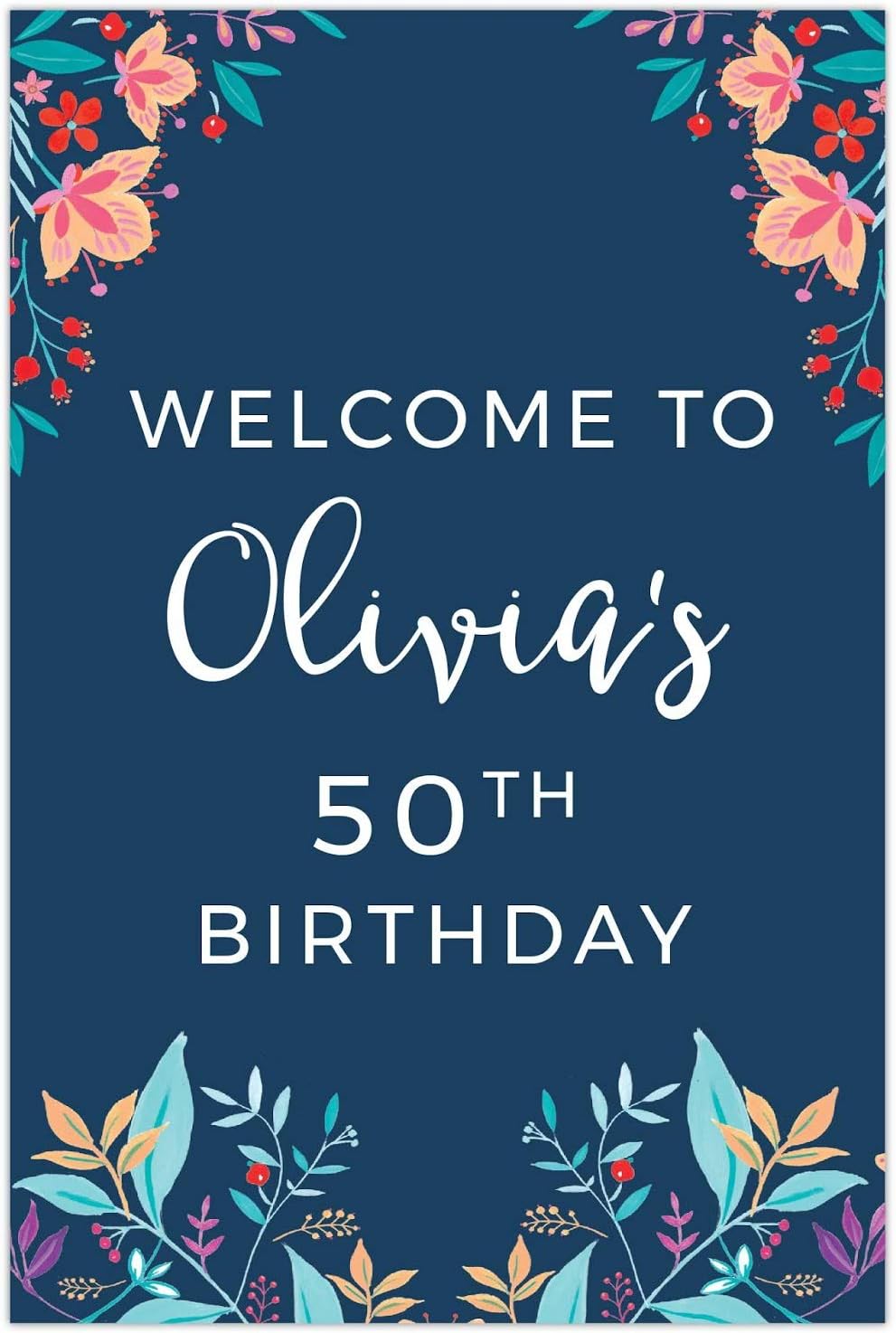 Andaz Press Personalized Extra Large Birthday Easel Board Party Sign, 12x18-inch, Vintage Bohemian