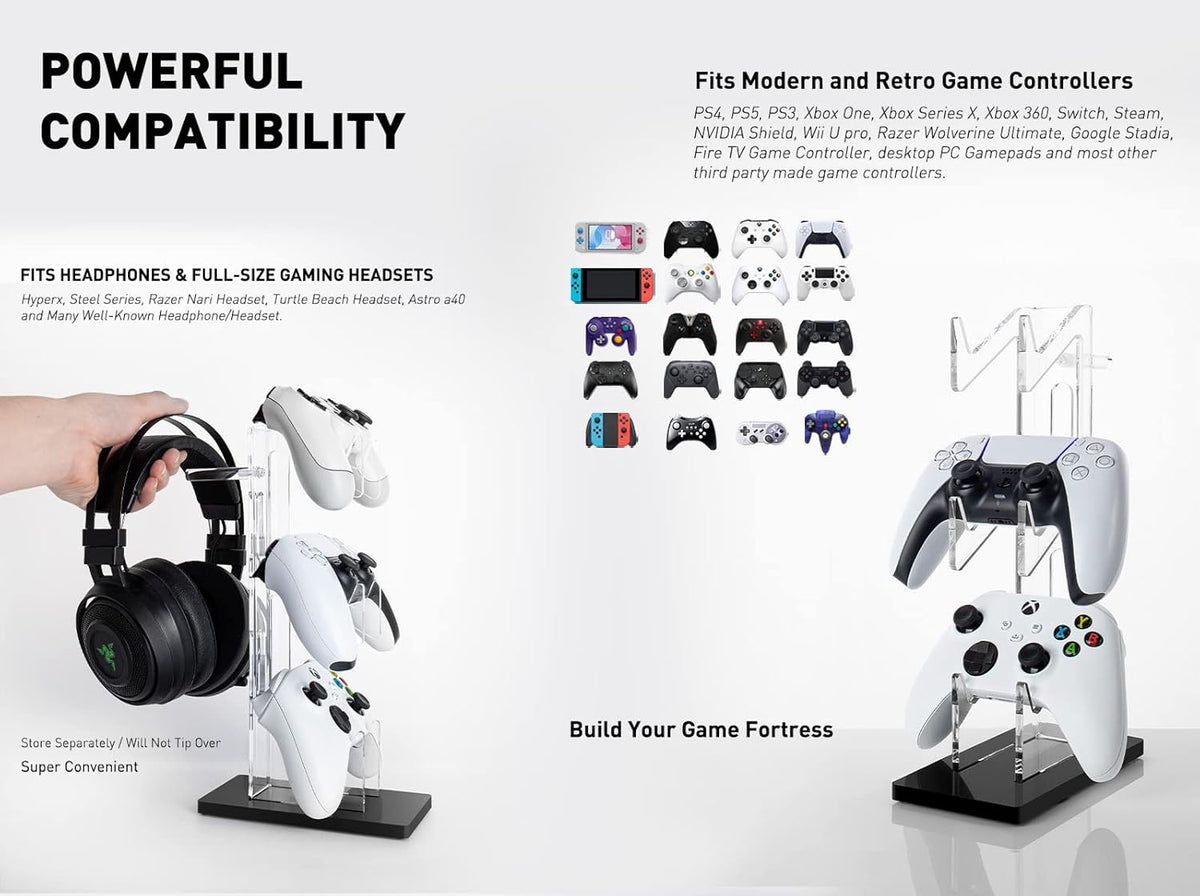OAPRIRE Universal 3 Tier Controller Holder and Headset Stand for PS4 PS5 XBOX ONE SWITCH