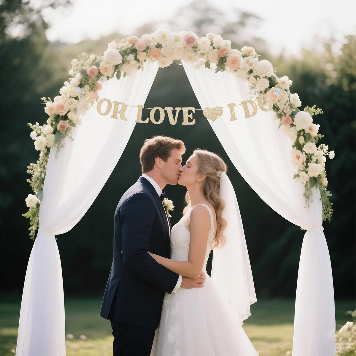 Wedding Decorations for Reception, Pre-Strung Bridal Shower Banner, Glitter For Love I Do