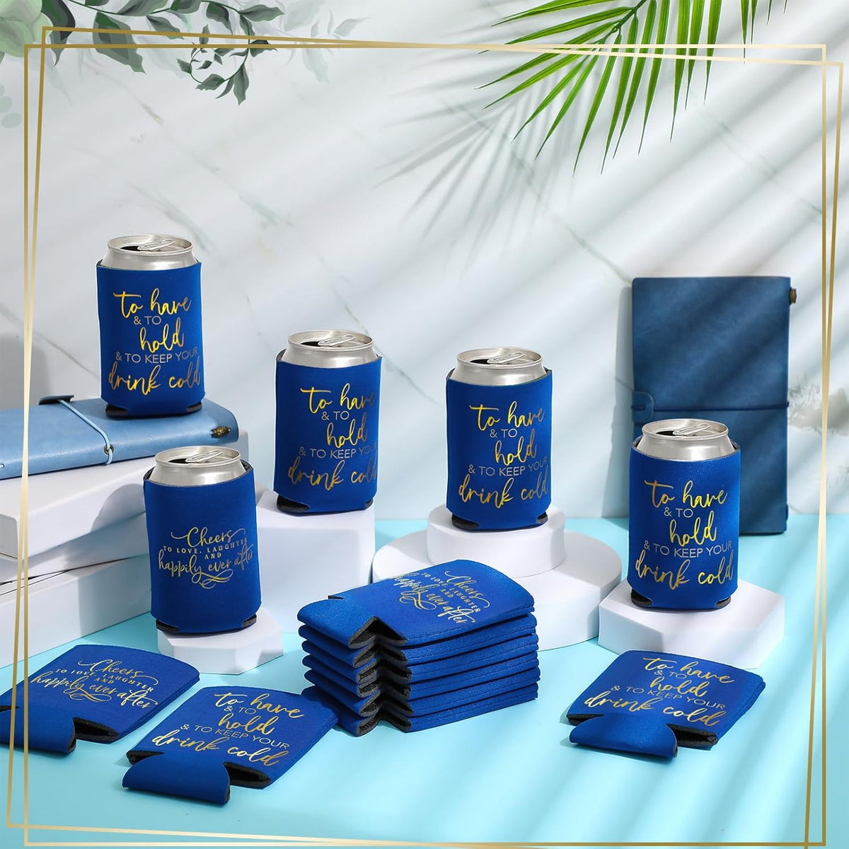 50 Pieces Wedding Can Cooler Bulk Engagement Party Favors for Guests Cheers to Love Laughter and